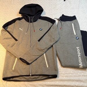 Puma Mens BMW Jacket Zip Up Hoodie And Jogger Pants Tracksuit Set Size Small